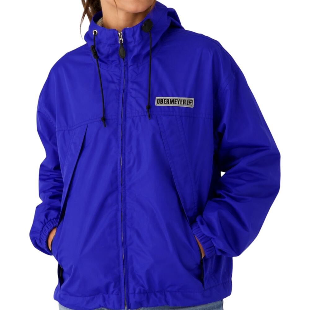 Obermeyer Windbreaker Ski Jacket Hood Full Zip Pockets Cinch Waist Purple 8